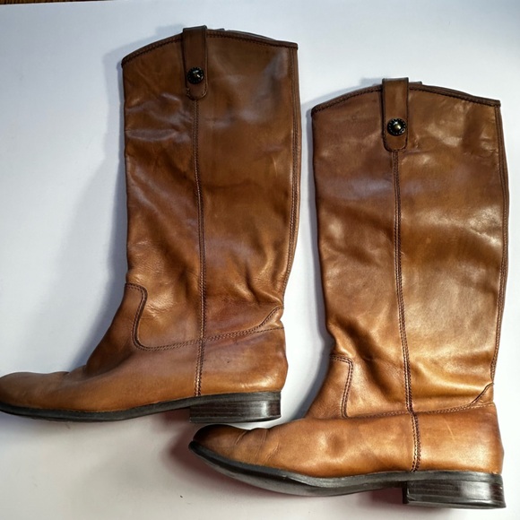 Carlos by Carlos Santana Brown Leather Fawn Heeled Riding Boots Size 9 - Picture 5 of 11